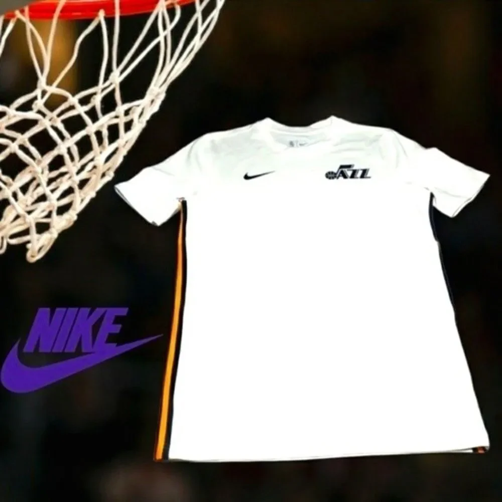Nike Utah Jazz‎ NBA T-Shirt Mens Dri-Fit Performance White AV0040-100 Medium NEW